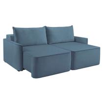 Sofá 2 Lugares Retrátil Moon com USB Linho Azul 160 cm