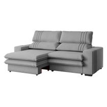 Sofá 2 Lugares Retrátil Noruega 230 Cm Veludo Pés Tabaco - D'rossi Cor Cinza Sofá 2 Lugares Retrátil Noruega 230 Cm Veludo Pés Tabaco - D'rossi Cor Cinza