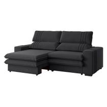 Sofá 2 Lugares Retrátil Noruega 230 Cm Veludo Pés Tabaco - D'rossi Cor Grafite Sofá 2 Lugares Retrátil Noruega 230 Cm Veludo Pés Tabaco - D'rossi Cor Grafite