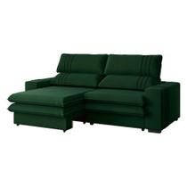 Sofá 2 Lugares Retrátil Noruega 230 Cm Veludo Verde Militar Pés Tabaco - D'rossi Sofá 2 Lugares Retrátil Noruega 230 Cm Veludo Verde Militar Pés Tabaco - D'rossi