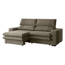 Sofá 2 Lugares Retrátil Noruega 270 cm Veludo Cappuccino Pés Tabaco K01 - D'Rossi