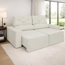 Sofá 2 Lugares Retrátil Reclinável 1,50m Bege Confortável e Elegante