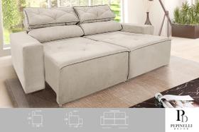 Sofá 2 Lugares Retrátil Reclinável 2,00m Bege Confortável e Elegante
