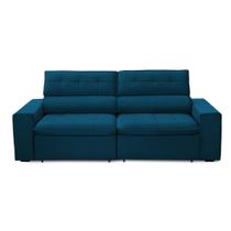 Sofa 2 Lugares Retratil Reclinavel Atenas 1,60 M Suede Azul Marinho - Shop da Mobilia