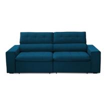 Sofa 2 Lugares Retratil Reclinavel Libano 2,10 M Veludo Azul Marinho