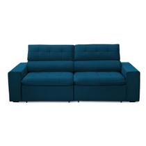 Sofa 2 Lugares Retratil Reclinavel Libano 2,50 M Veludo Azul Marinho