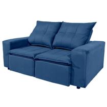 Sofá 2 Lugares Retrátil Reclinável Veneza 166cm Veludo Azul