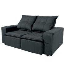 Sofá 2 Lugares Retrátil Reclinável Veneza 166cm Veludo Preto