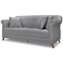 Sofa 2 Lugares Retro Polo 160cm Com Almofada Linho Cinza Ezz Cinza Sofa 2 Lugares Retro Polo 160cm Com Almofada Linho Cinza Ezz Cinza