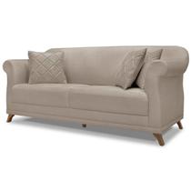 Sofa 2 Lugares Retro Polo 180cm Com Almofada Linho Areia Ezz Sofa 2 Lugares Retro Polo 180cm Com Almofada Linho Areia Ezz