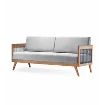 Sofá 2 Lugares Saibi Ozki 150 cm Poliéster Cinza Madeira Cedro Corda Náutica Plana Poliéster Preta Sofá 2 Lugares Saibi Ozki 150 cm Poliéster Cinza Madeira Cedro Corda Náutica Plana Poliéster Preta