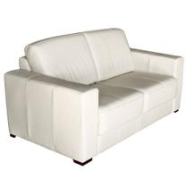 Sofá 2 Lugares Sala de Estar 155cm Estocolmo Couro Off White - Gran Belo