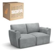 Sofá 2 Lugares Sala De Estar em Tecido Bouclé Modular Damie Na Caixa