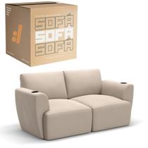 Sofá 2 Lugares Sala De Estar em Tecido Linho Modular Damie Na Caixa