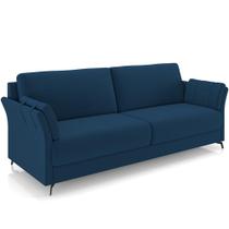 Sofá 2 Lugares Sala de Estar Living 164cm Álamo M03 Veludo Azul Marinho - Lyam Decor