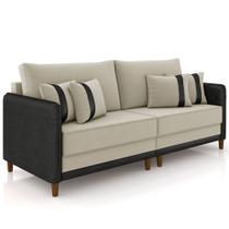 Sofá 2 Lugares Sala de Estar Living 172cm Asbury K01 Veludo Bege material sintético Preto - Lyam Decor