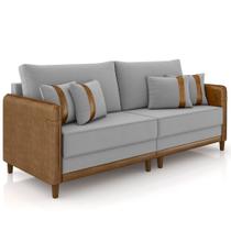 Sofá 2 Lugares Sala de Estar Living 172cm Asbury K01 Veludo Cinza Claro material sintético Camel - Lyam Decor