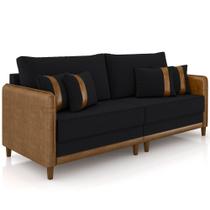 Sofá 2 Lugares Sala de Estar Living 172cm Asbury K01 Veludo Preto material sintético Camel - Lyam Decor