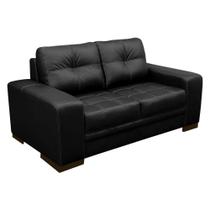 Sofá 2 Lugares Sala de Estar Milano 170cm Couro Preto G58 - Gran Belo Sofá 2 Lugares Sala de Estar Milano 170cm Couro Preto G58 - Gran Belo