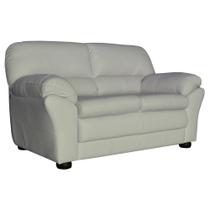 Sofá 2 Lugares Sala de Estar Pés Madeira 160cm Laura Couro Off White - Gran Belo