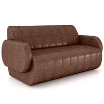 Sofá 2 Lugares Sala Living Orgânico 148cm Fávara K01 material sintético Marrom - Lyam Decor