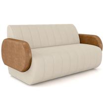 Sofá 2 Lugares Sala Living Orgânico 148cm Fávara K01 material sintético Whisky Veludo Bege - Lyam Decor