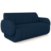 Sofá 2 Lugares Sala Living Orgânico 148cm Fávara K01 Veludo Azul Marinho - Lyam Decor