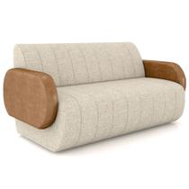 Sofá 2 Lugares Sala Living Orgânico 168cm Fávara K01 material sintético Whisky Linho Champanhe - Lyam Decor