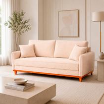 Sofá 2 Lugares Senna Bouclé Sala de Estar Moderno 140 cm