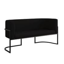 Sofá 2 Lugares Veludo Com Base De Metal Preta Preto