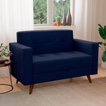Sofá 2 Lugares Vitrola Suede Azul 123 cm Sofá 2 Lugares Vitrola Suede Azul 123 cm