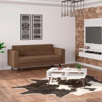 Sofá 2 Lugares Vitrola Suede Tabaco