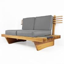 Sofá 2 Lugares Xangai Madeira Nobre Cinza Sala Moderna - R9 Design Futon