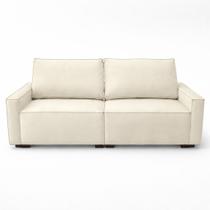 Sofá 2 Metros Contemporâneo Sala Estar Luxo Moderno Suede Cor:Bege