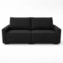 Sofá 2 Metros Contemporâneo Sala Estar Luxo Moderno Suede Preto Sofá 2 Metros Contemporâneo Sala Estar Luxo Moderno Suede Preto