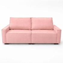 Sofá 2 Metros Contemporâneo Sala Estar Luxo Moderno Suede Rosa Sofá 2 Metros Contemporâneo Sala Estar Luxo Moderno Suede Rosa
