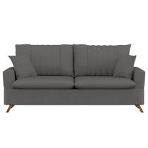 Sofá 200cm 3 Lugares com Almofadas Pés Curvos Veras Suede D05 Cinza - Mpozenato Sofá 200cm 3 Lugares com Almofadas Pés Curvos Veras Suede D05 Cinza - Mpozenato
