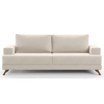 Sofá 200cm 3 Lugares Pés Curvos Santi Suede D05 Bege - Mpozenato