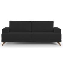 Sofá 200cm 3 Lugares Pés Curvos Santi Suede D05 Preto - Mpozenato