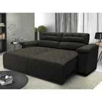 Sofá 2,02m Retrátil e Reclinável com Molas Cama inBox Top Tecido Suede Velusoft Café