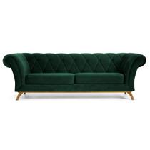 Sofá 210cm 3 Lugares Base Madeira Império B-303 Veludo Verde Musgo - Domi