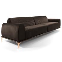 Sofá 210cm 3 Lugares Pés Rose Gold Molino B-261 Veludo Marrom - Domi