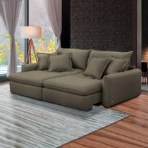 Sofá 210cm Retrátil Reclinável Almofadas Caixa Zero Sydney Veludo Castor G93 - Gran Belo