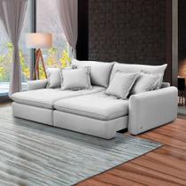 Sofá 210cm Retrátil Reclinável Almofadas Caixa Zero Sydney Veludo Cinza G93 - Gran Belo