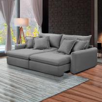 Sofá 210cm Retrátil Reclinável Almofadas Caixa Zero Sydney Veludo Grafite G93 - Gran Belo Sofá 210cm Retrátil Reclinável Almofadas Caixa Zero Sydney Veludo Grafite G93 - Gran Belo