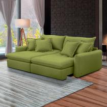 Sofá 210cm Retrátil Reclinável Almofadas Caixa Zero Sydney Veludo Verde G93 - Gran Belo