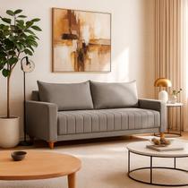Sofá 218cm Linho Perfeito para Salas Elegantes e Contemporâneas Roma