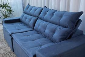Sofá 2,30 retrátil e reclinável 4 lugares carioca azul - bonequinha móveis