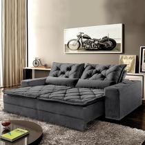 Sofá 2,30 retrátil e reclinável dallas 4 lugares cinza - bonequinha móveis