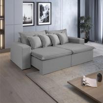 Sofá 2,30 Retrátil Topázio Com Molas Bonnel 4 Lugares Tecido Linho Gustavo Decor